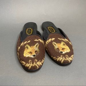 Anthropologie Larkspur Needlepoint Fox Slides 7